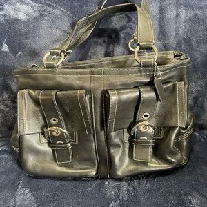 Black leather Coach purse